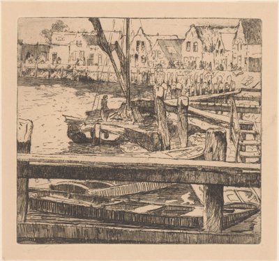 Hamnen i Volendam av Willem Adrianus Grondhout