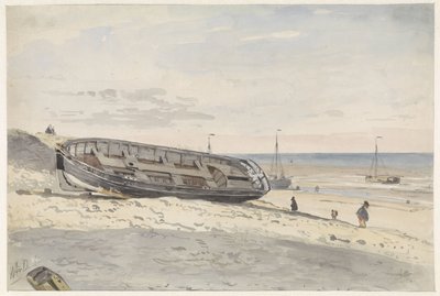 Båtar på stranden av Willem Anthonie van Deventer