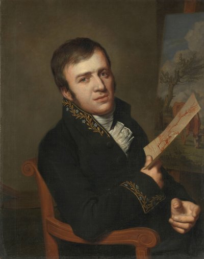 Jan (baptist) Kobell II (1778-1814), målare, i uniform av en medlem av Kungliga Institutet för vetenskap, litteratur och konst av Willem Bartel van der Kooi