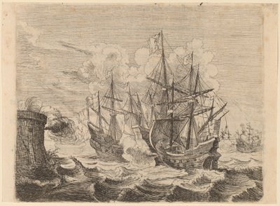 Heemskercks seger över den spanska flottan vid Gibraltar av Willem Basse