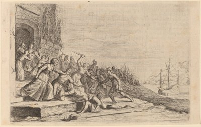 Anhängarna av Solon försvarar Venus tempel av Willem Basse