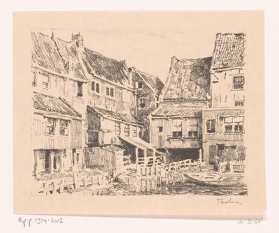 Baksidan av gamla hus, i Enkhuizen Gamla hus, Enkhuizen (originaltitel) av Willem Bastiaan Tholen (signed by artist)
