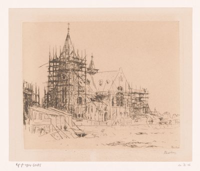 Kyrka under uppbyggnad (originaltitel) av Willem Bastiaan Tholen (signed by artist)
