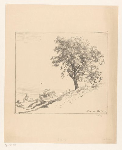 Landskap med ett träd på en vall i Dieren Träd på vallen (originaltitel) av Willem Bastiaan Tholen (signed by artist)