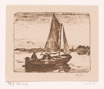 Man i segelbåt Båt (originaltitel) av Willem Bastiaan Tholen (signed by artist)