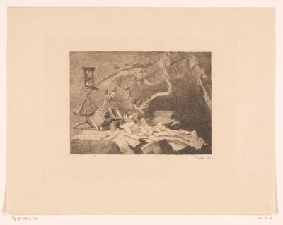 Stilleben med fallande och trasiga föremål Slut (originaltitel) av Willem Bastiaan Tholen (signed by artist)