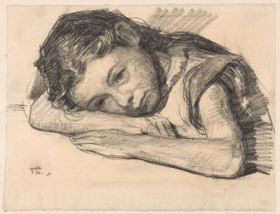 Liesbeth eller Dora Arntzenius som barn, lutad på ena armen av Willem Bastiaan Tholen