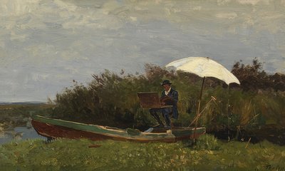 Paul Gabriël arbetar i en båt. 1882 av Willem Bastiaan Tholen