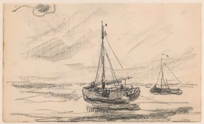 Två fiskebåtar till havs av Willem Bastiaan Tholen