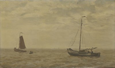Havslandskap med fiskebåtar av Willem Bastiaan Tholen