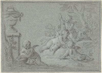 Putti i ett landskap med en vas av Willem Bilderdijk