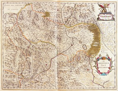 Belluno och Feltre, Italien, i "Theatrum Orbis Terrarum, sive Atlas Novus" av Willem Blaeu, Amsterdam av Willem Blaeu