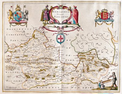 Berkshire, i "Theatrum Orbis Terrarum, sive Atlas Novus" av Willem Blaeu, Amsterdam av Willem Blaeu