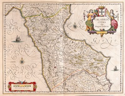 Kalabrien, Italien, i "Theatrum Orbis Terrarum, sive Atlas Novus" av Willem Blaeu, Amsterdam av Willem Blaeu
