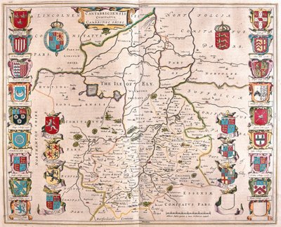 Cambridge shire, i "Theatrum Orbis Terrarum, sive Atlas Novus" av Willem Blaeu, Amsterdam av Willem Blaeu