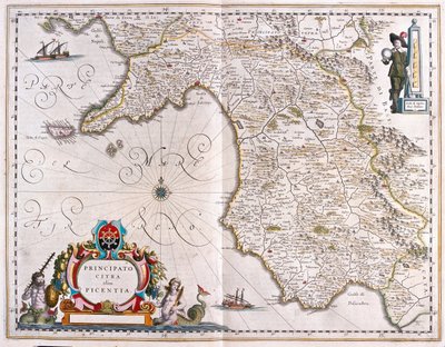 Kampanien, Italien, i "Theatrum Orbis Terrarum, sive Atlas Novus" av Willem Blaeu, Amsterdam av Willem Blaeu