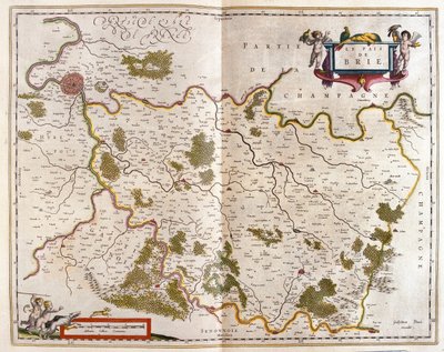 Canton de Brie, i "Theatrum Orbis Terrarum, sive Atlas Novus" av Willem Blaeu, Amsterdam av Willem Blaeu