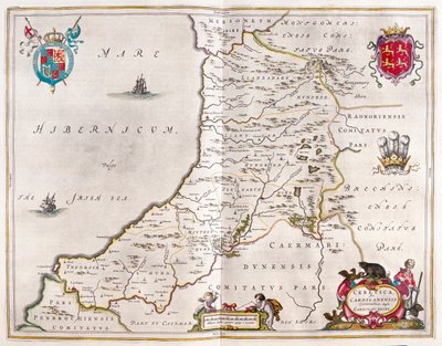 Cardiganshire, i "Theatrum Orbis Terrarum, sive Atlas Novus" av Willem Blaeu, Amsterdam av Willem Blaeu