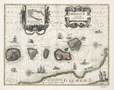 Karta över Moluckerna, Indonesien av Willem Blaeu