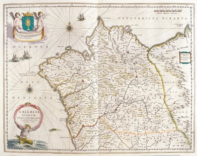 Galicien Spanien, i "Theatrum Orbis Terrarum, sive Atlas Novus" av Willem Blaeu, Amsterdam av Willem Blaeu