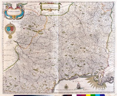 Karta över Languedoc - Roussillon - Montpellier - Toulouse - Avignon - Arles, i "Theatrum Orbis Terrarum, sive Atlas Novus" av Willem Blaeu, Amsterdam. av Willem Blaeu