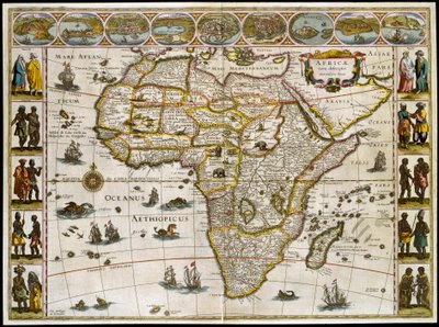 Karta över Afrika. Tallrik från en atlas av Willem Janszoon Blaeu av Willem Blaeu