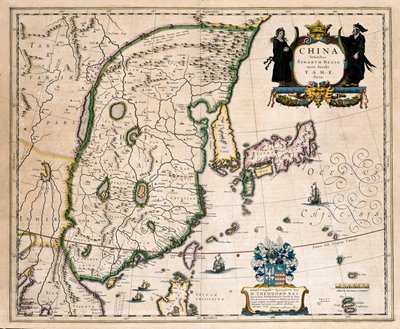 Karta över Kina, Japan och Korea. (gravyr av Willem Blaeu