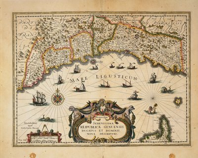 Karta över hertigdömet Monferrato, av Willem Blaeu Gravyr från regionerna i Italien av Willem Blaeu