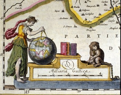 Mätning av jorden. Detalj av atlasen av Willem Janszoon Blaeu (1571-1638). Amsterdam 1630. av Willem Blaeu