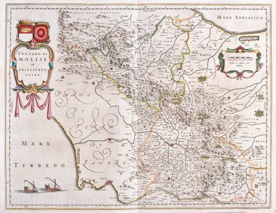 Molise, Benevento, Avellino, Italien,i "Theatrum Orbis Terrarum, sive Atlas Novus" av Willem Blaeu, Amsterdam av Willem Blaeu