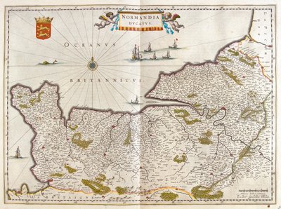 Normandie, i "Theatrum Orbis Terrarum, sive Atlas Novus" av Willem Blaeu, Amsterdam av Willem Blaeu