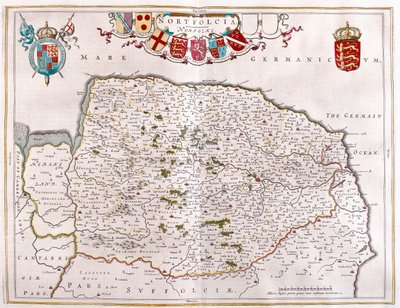Northfolk, i "Theatrum Orbis Terrarum, sive Atlas Novus" av Willem Blaeu, Amsterdam av Willem Blaeu