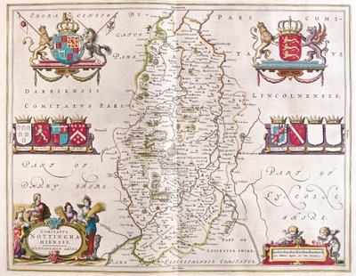 Nottingham shire, i "Theatrum Orbis Terrarum, sive Atlas Novus" av Willem Blaeu, Amsterdam av Willem Blaeu