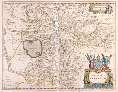 Perugia, Italien, i "Theatrum Orbis Terrarum, sive Atlas Novus" av Willem Blaeu, Amsterdam av Willem Blaeu