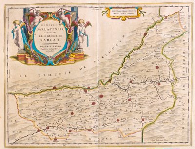 Sarlat-regionen-Bergerac- Couse-Ville Franche, i "Theatrum Orbis Terrarum, sive Atlas Novus" av Willem Blaeu, Amsterdam av Willem Blaeu