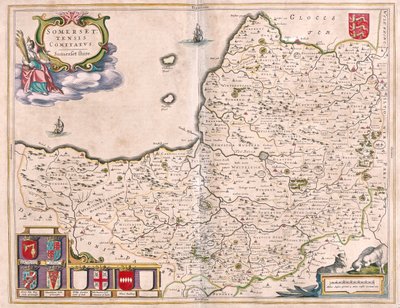 Somerset, i "Theatrum Orbis Terrarum, sive Atlas Novus" av Willem Blaeu, Amsterdam av Willem Blaeu