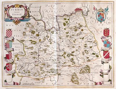 Surrey, i "Theatrum Orbis Terrarum, sive Atlas Novus" av Willem Blaeu, Amsterdam av Willem Blaeu