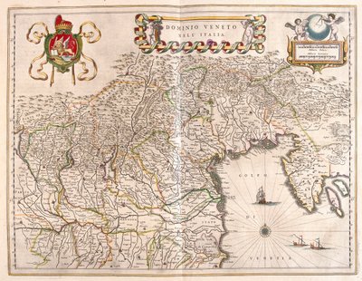 Terriory of Veneto och Terviso, Italien, i "Theatrum Orbis Terrarum, sive Atlas Novus" av Willem Blaeu, Amsterdam av Willem Blaeu