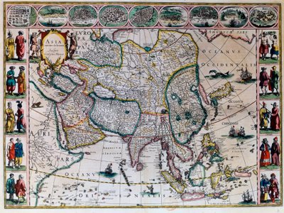 Världens teater eller den nya atlasen Amsterdam. Geografisk karta över Asien av Willem Janszoon Blaeu (1571-1638) av Willem Blaeu