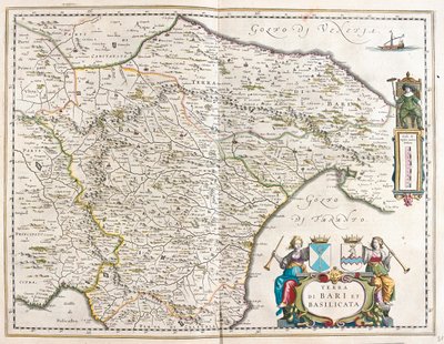 staden Bari och Basilicata, Italien,i "Theatrum Orbis Terrarum, sive Atlas Novus" av Willem Blaeu, Amsterdam av Willem Blaeu