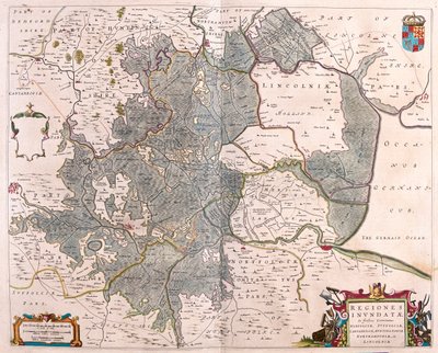 översvämmade områden" i Norfolk, Suffolk, Huntington, Northampton Cambridge och Lincoln, i "Theatrum Orbis Terrarum, sive Atlas Novus" av Willem Blaeu, Amsterdam av Willem Blaeu