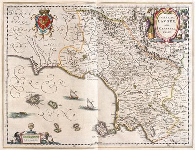 regionen Kampanien i Italien, i "Theatrum Orbis Terrarum, sive Atlas Novus" av Willem Blaeu, Amsterdam av Willem Blaeu