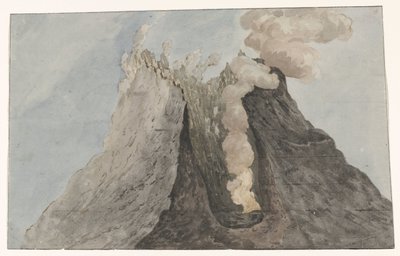 Innersida av krater Etna Interiörvy av Etna-kratern (titel på objekt) Resor i Italien, Sicilien och Malta - 1778 (serietitel) av Willem Carel Dierkens