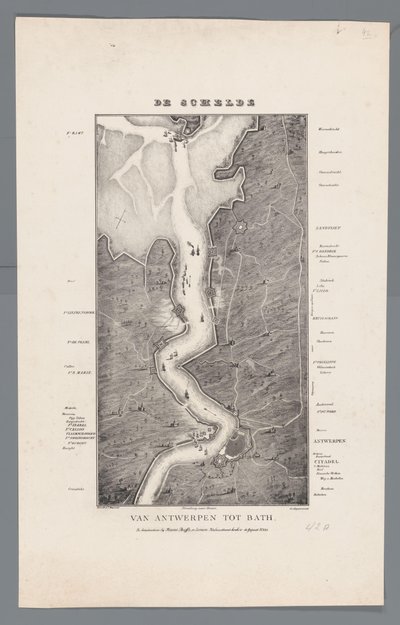 Walk of the Schelde från Fort Bath till Antwerpen, 1832 Schelde från Antwerpen till Bath (titel på objekt) av Willem Charles Magnenat