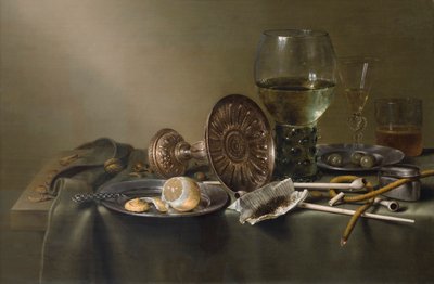 Stilleben med glasögon och tobak av Willem Claesz. Heda