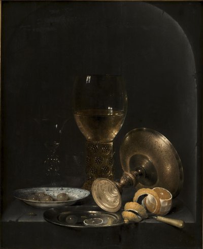 Fortfarande liv. Frukostbit i en stennisch av Willem Claesz. Heda