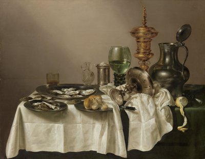 Stilleben med förgylld bägare, 1635 av Willem Claesz. Heda
