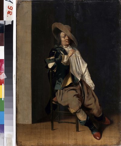 Rökning. (En rökare). Porträtt av en man med en pipa. Målning av Willem Cornelisz Duyster (1599-1635). Olja på trä. Konst i holländsk barockstil. Kharkovs nationalmuseum Ukraina av Willem Cornelisz Duyster
