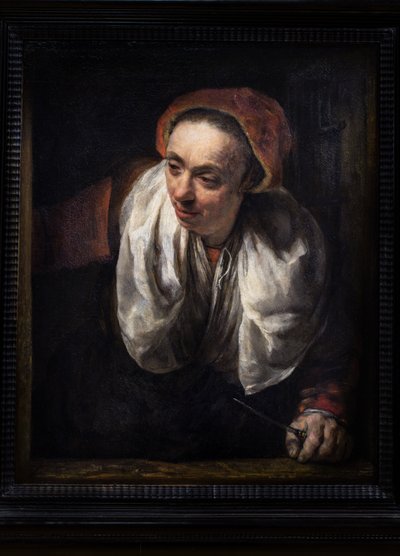 Gammal kvinna vid sitt fönster av Willem Drost