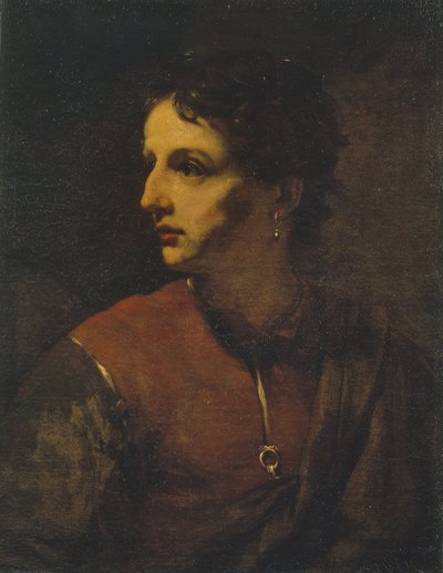 Porträtt av en ung man med ett örhänge, 1655. av Willem Drost